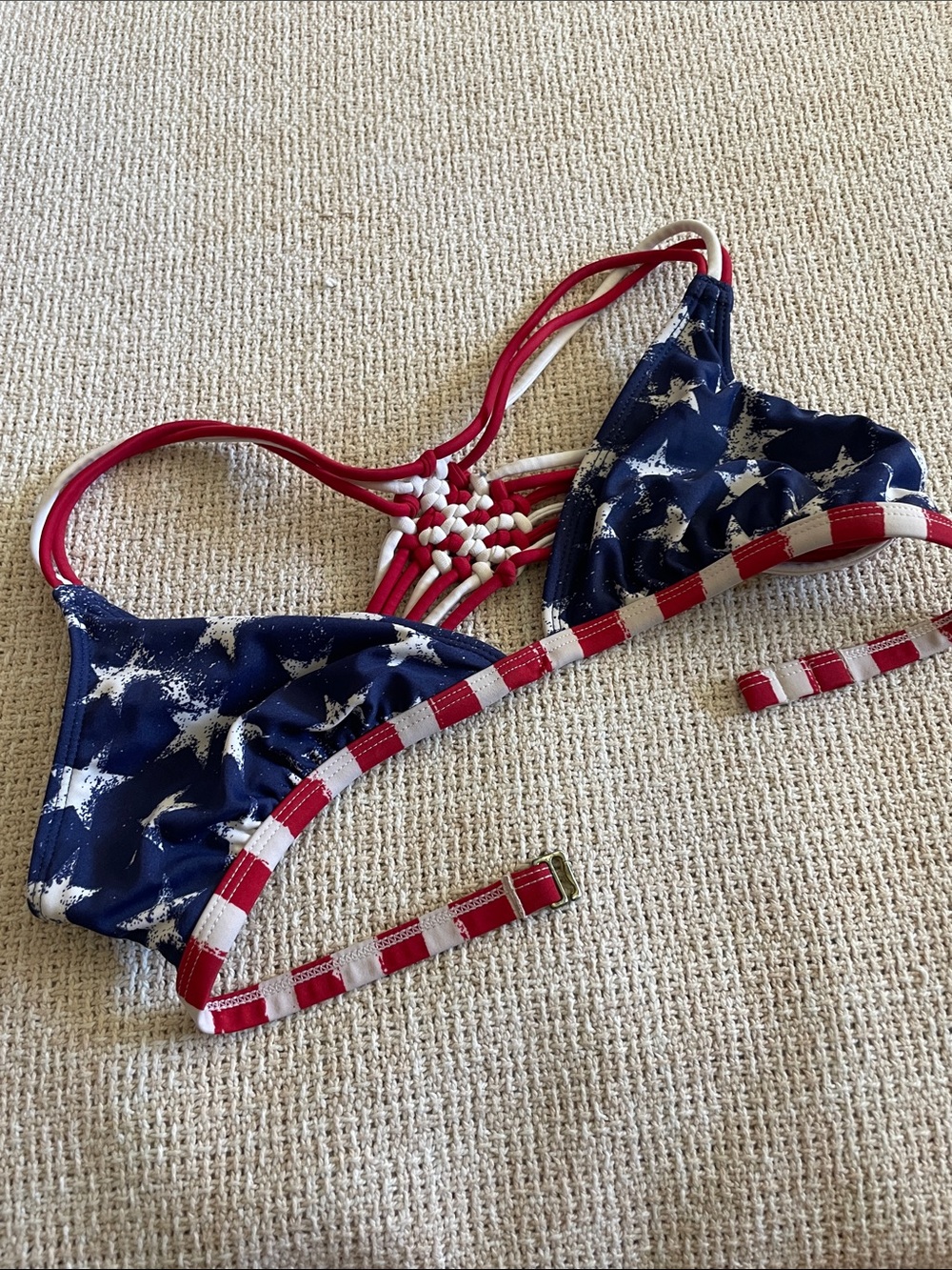 Target Navy Star Print Bikini Top with Red & White Trim